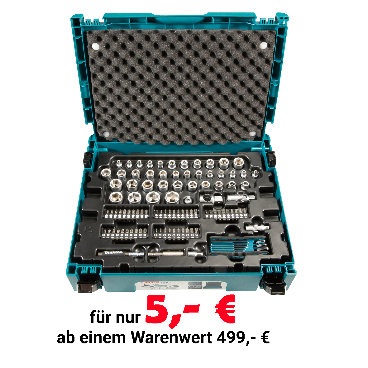 MAKITA Werkzeugkoffer E-08713 | 120-teilig   |   zum Sonderpreis von 5,- € bei einem Nettowarenwert von 799,-€